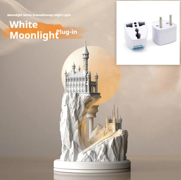 White composite gypsum desk lamp with wire control switch for bedroom night lighting
