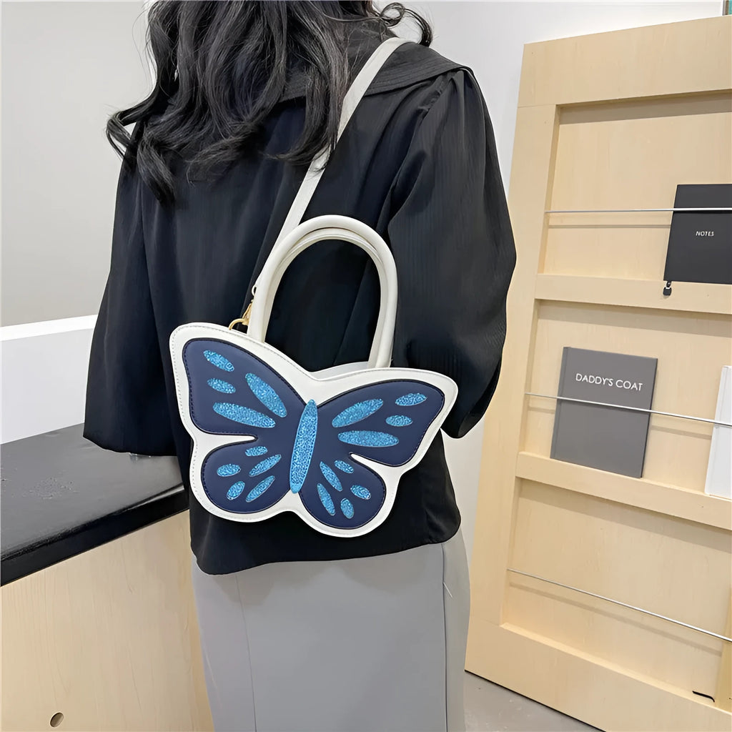 Small square PU leather crossbody bag with contrast trim in black, blue, pink, or white