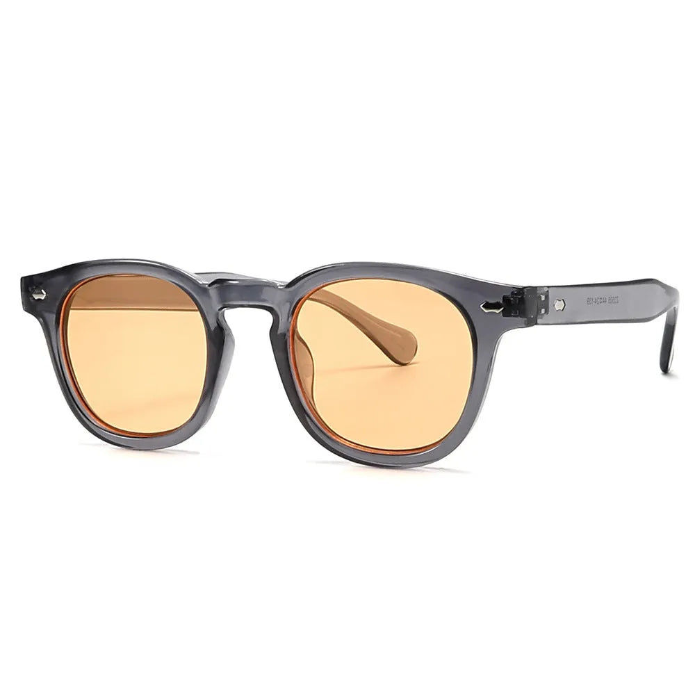 Simple round rim sunglasses with retro Hong Kong style design in multiple colour options