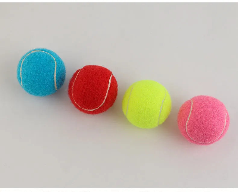 Bright coloured 6.3cm rubber dog toy tennis ball for chew-resistant fetch play
