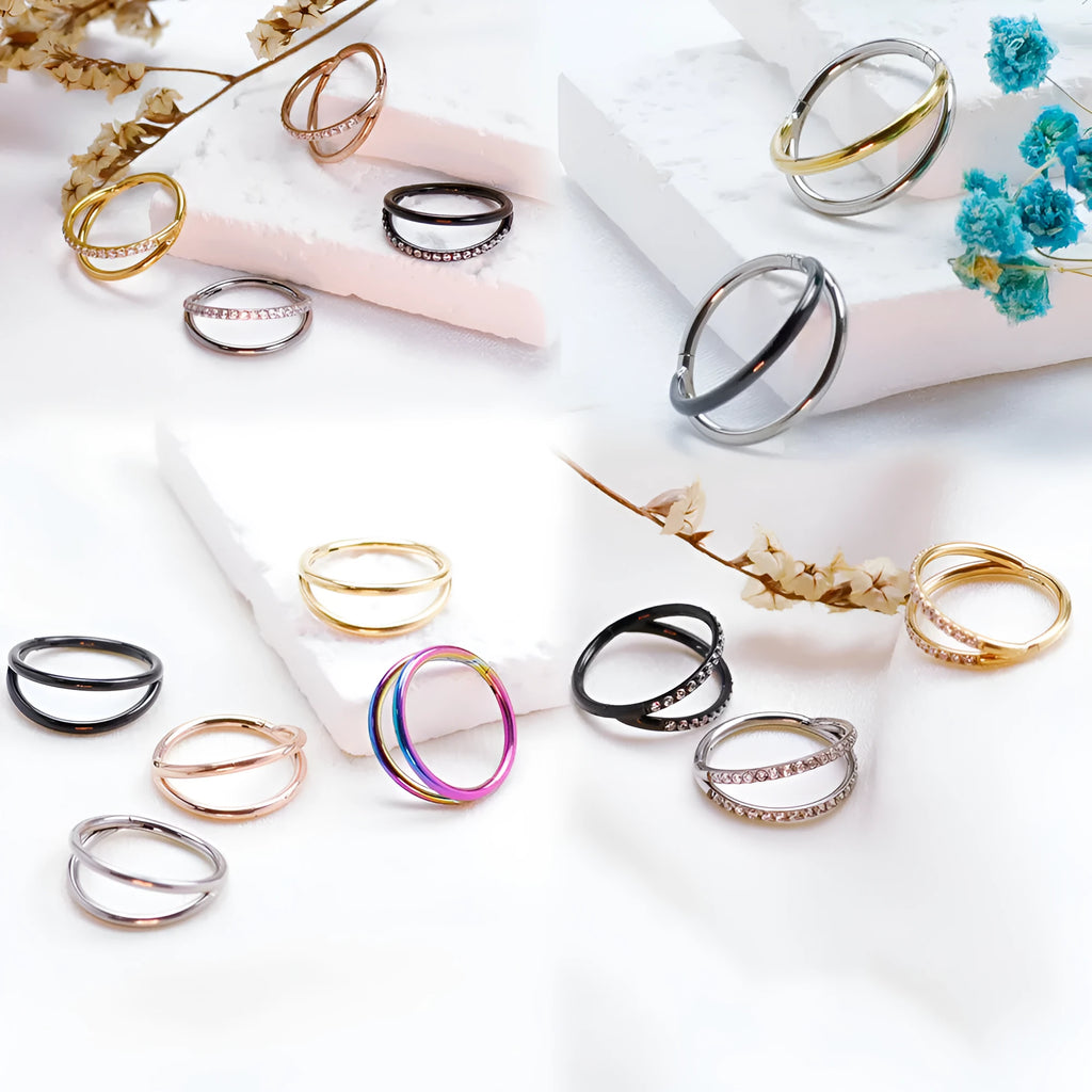 Titanium alloy nose ring body jewellery in silver, gold, black, rose gold and colourful finishes