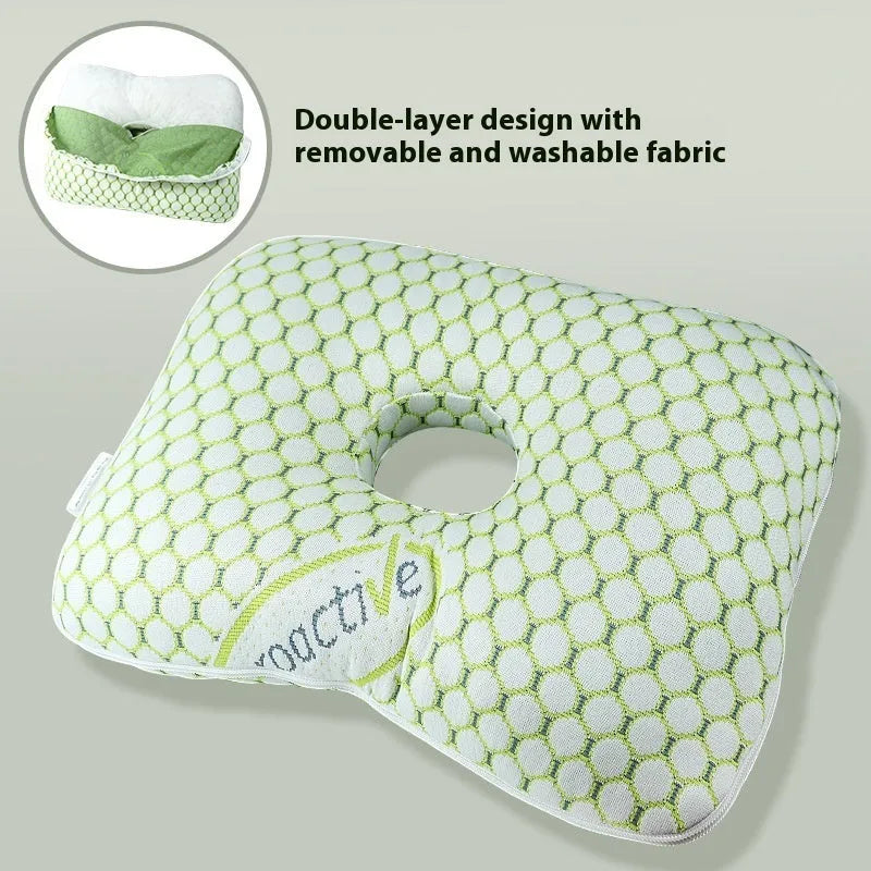 Beauty salon single hole ear pillow measuring 39x28x6cm in new Chinese style with polyester fibre filling.