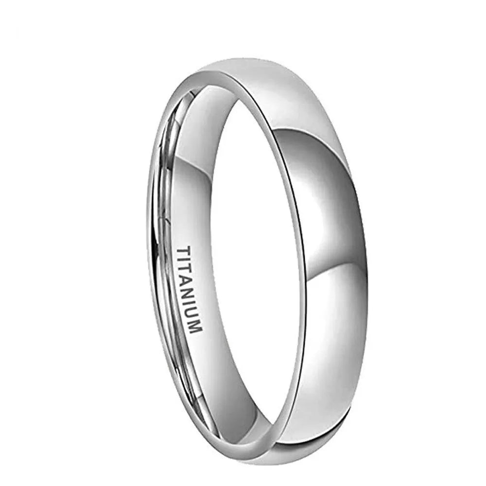 Matte silver titanium ring showing different band width options on a plain background