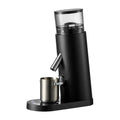 Portable automatic coffee grinder with stainless steel reservoir and temperature control display
