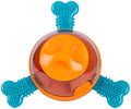 Blue interactive slow feeder toy with rubber bones for small and medium puppy mental stimulation