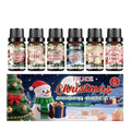 Christmas aromatherapy oil set showing six bottles with 60ml and 10ml sizes for diffusers