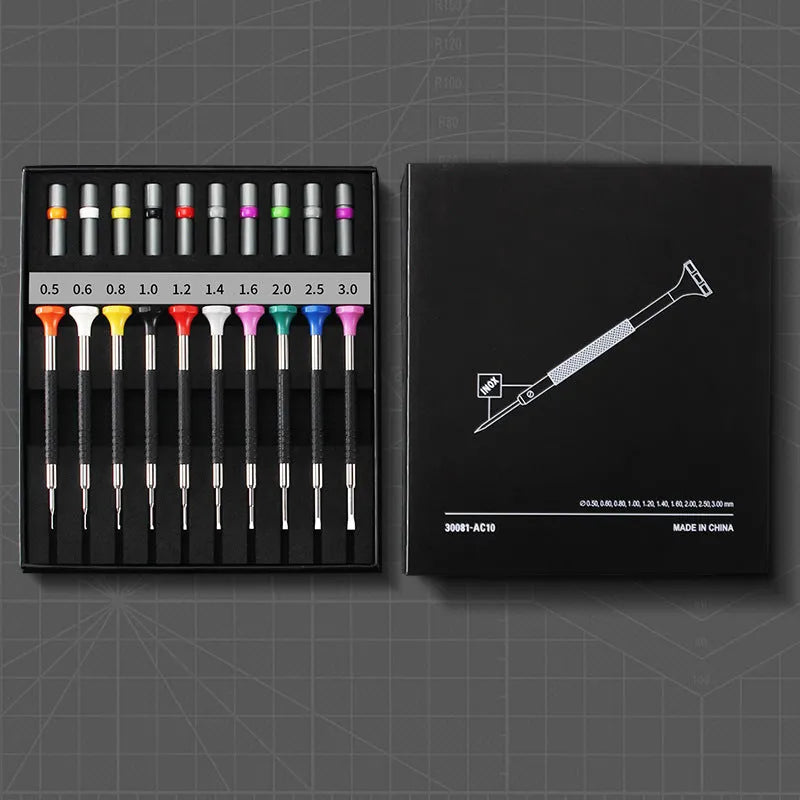 Watch repair tools precision screwdriver set with 10 pieces and 20 spare drill bits