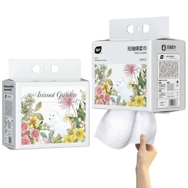 Hanging pack of disposable soft towel roll with 100 thickened viscose and polyester blend cloths