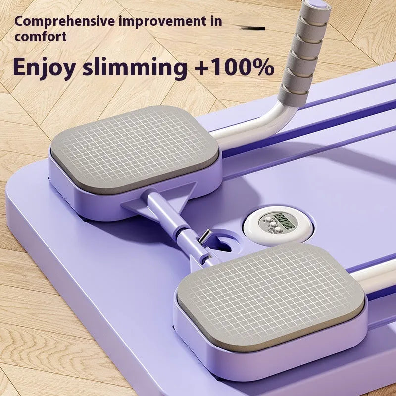 Standard purple fitness board with automatic rebound abdominal wheel measuring 106x41x7cm