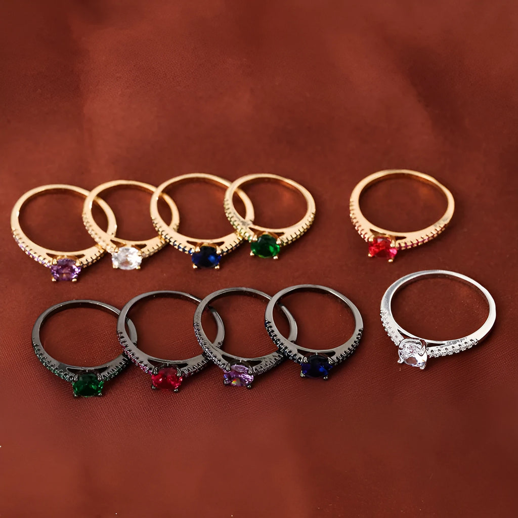 Hexagonal geometric copper ring with electroplated finish in various colour options.