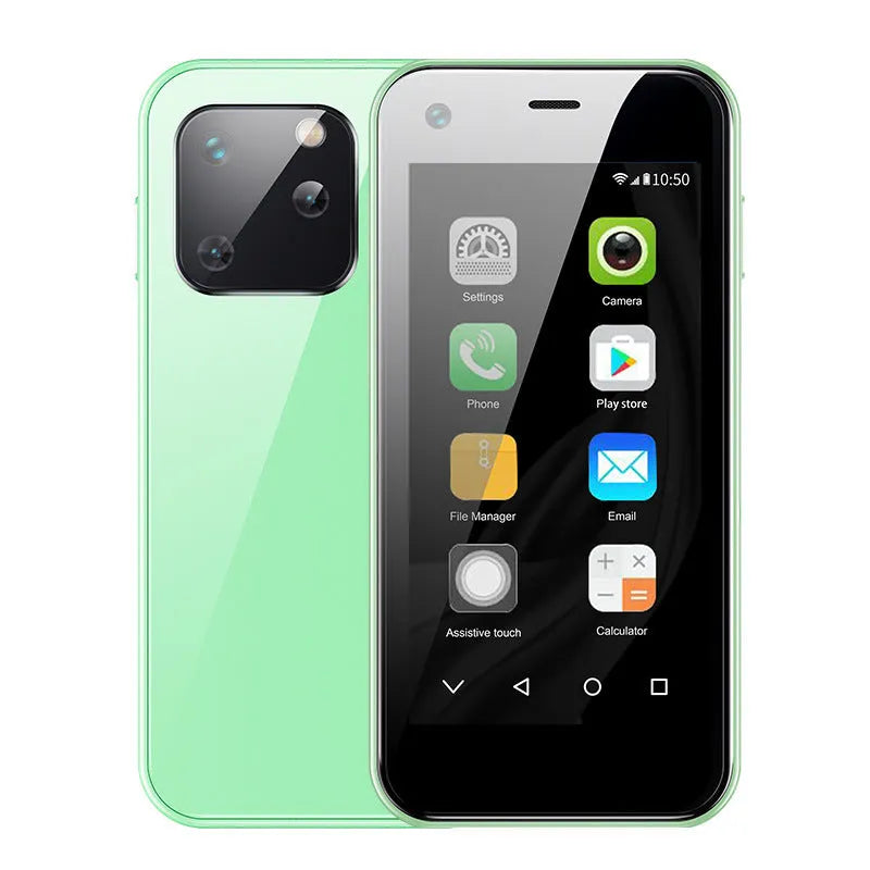 Ultra-small Android smartphone with 2.5-inch screen in Phantom Night Black colour showing compact 84mm height