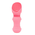 Collapsed and expanded views of a silicone folding water cup for pets in a choice of colours.