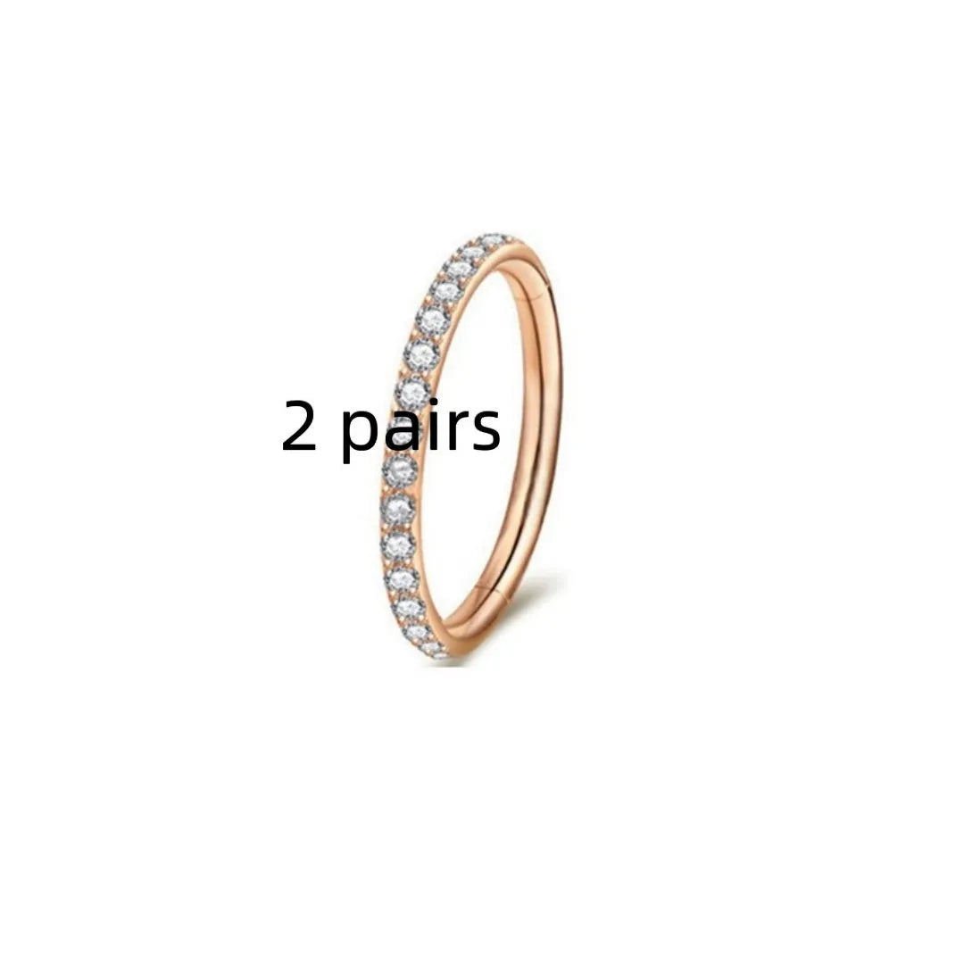 316 stainless steel seamless nose ring showing colour options including black, gold and rose gold finishes