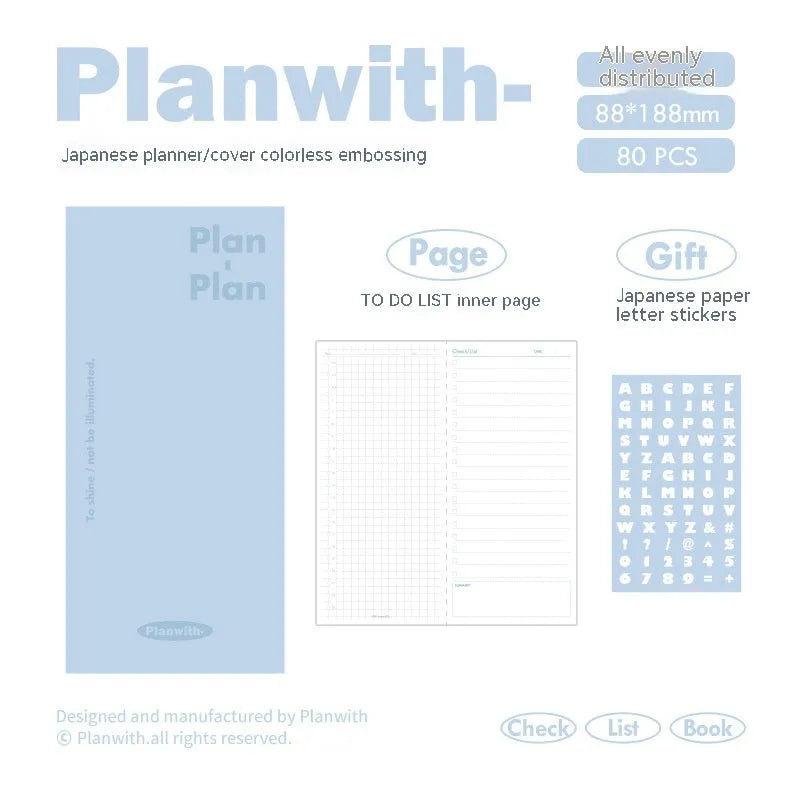 Embossed cover daily meter book notebook open on a desk, showing white 100g paper.