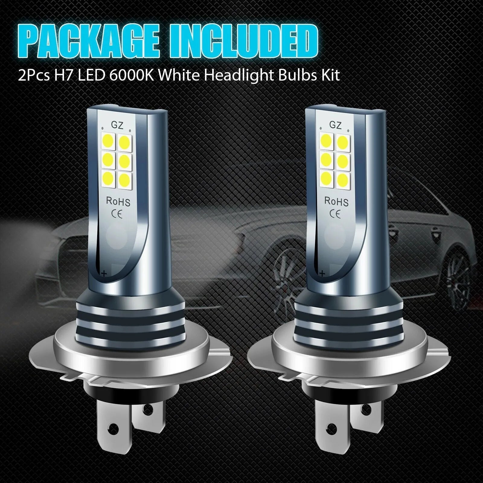 LED car fog light bulb with aviation aluminium housing and multi-pin connector