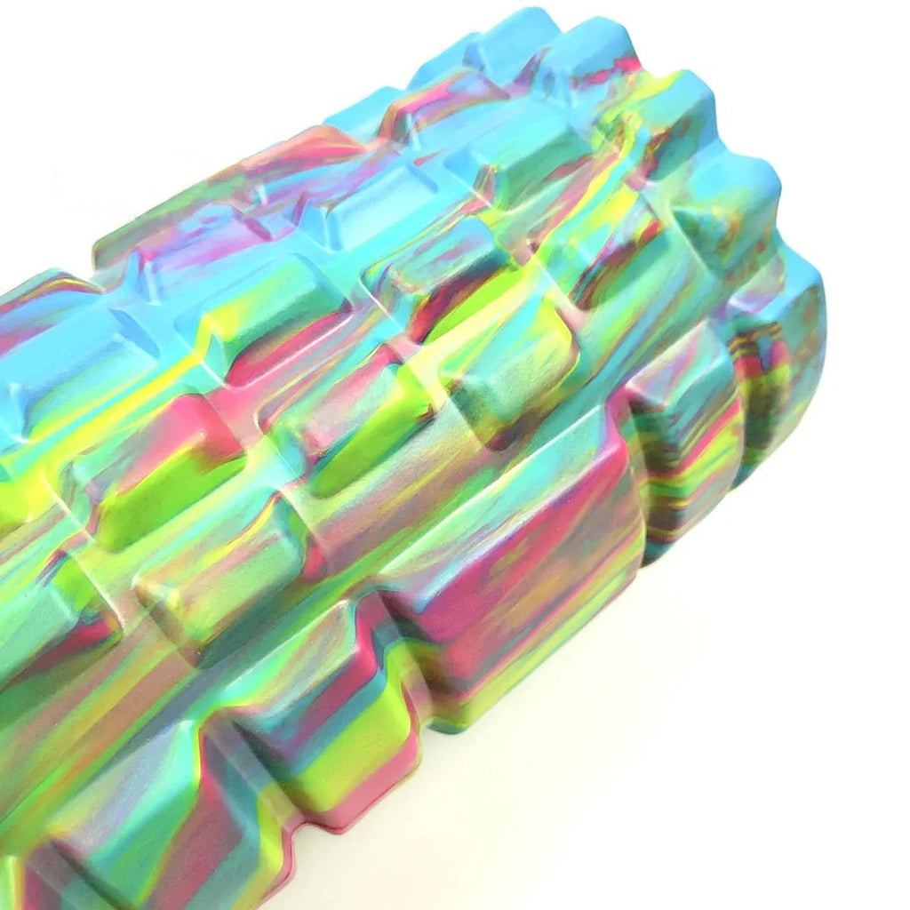 33cm camouflage pattern EVA foam roller in blue, green and yellow colour combination