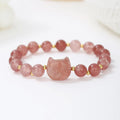 Natural stone cat head charm bracelet in Gray Moonlight colour – hand-strung stone beads on cord