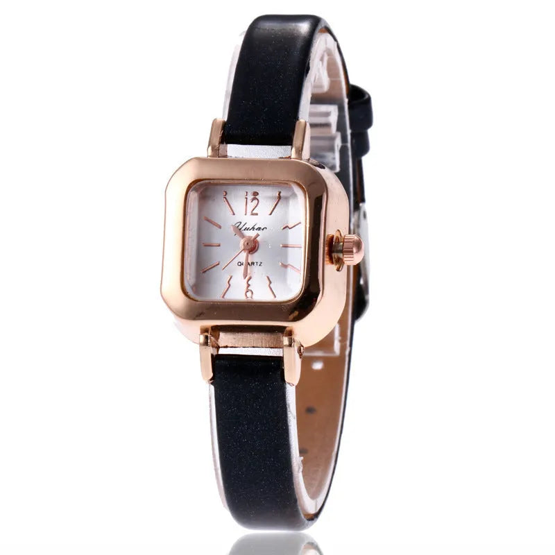Women's retro personality fashion watch with alloy case in black, white, pink or brown colour
