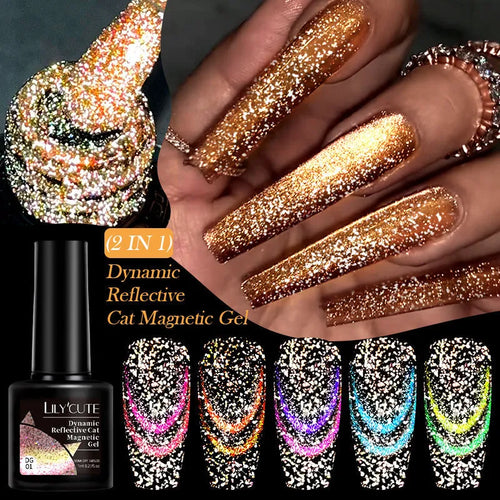 Cat eye series UV nail polish gel bottle with glitter and diamond fragments, includes nail glue.