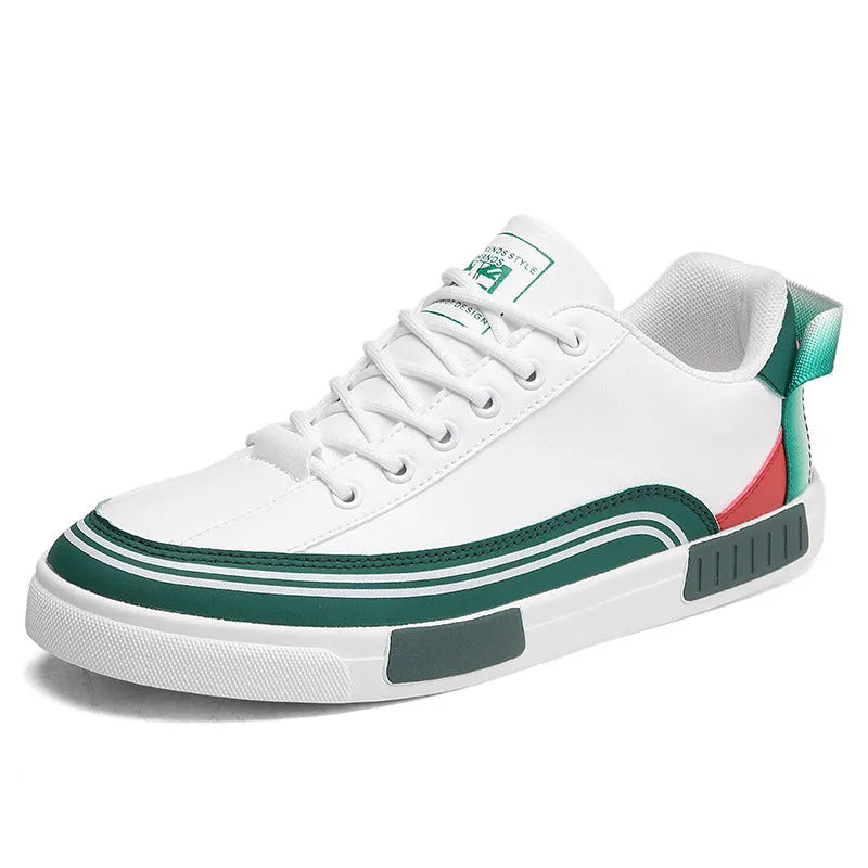 Men's beige and white-green canvas casual shoes with mesh ventilation panels
