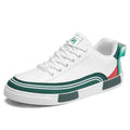 Men's beige and white-green canvas casual shoes with mesh ventilation panels