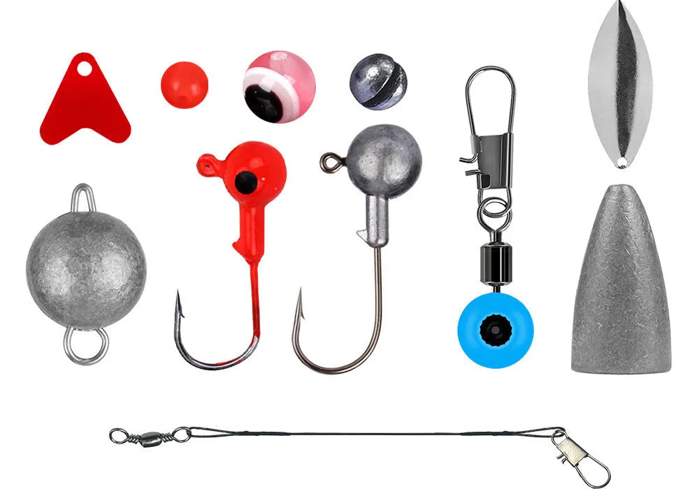 257-piece fishing lure accessories set in orange or black ABS storage box