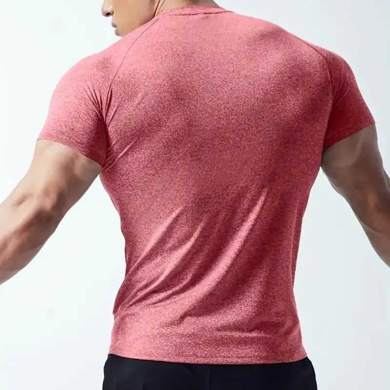 Casual short sleeve round neck t-shirt in quick-dry polyester fabric for running