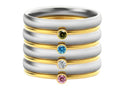 December birthstone engraved titanium steel ring in geometric superimposed combination design