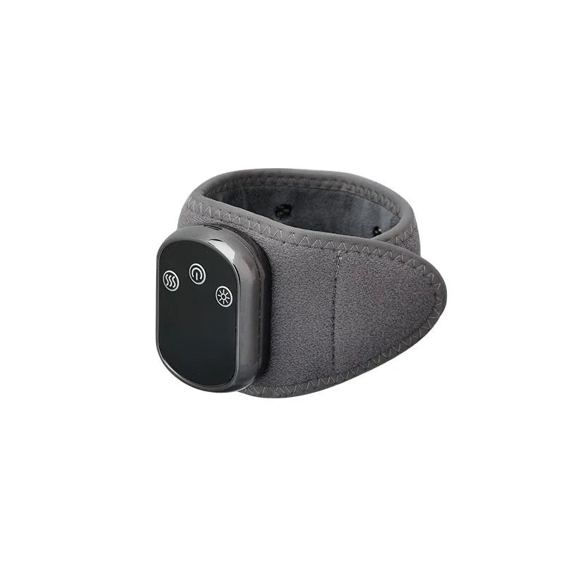 Grey cloth-covered rechargeable hand massager with timer for wrist ankle knee neck physiotherapy
