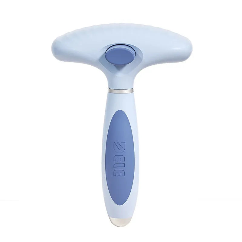 Azure light blue stainless steel double-row pet comb for dog grooming