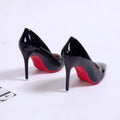 Women's solid colour pointed toe stiletto heel pumps with shallow mouth design and rubber sole