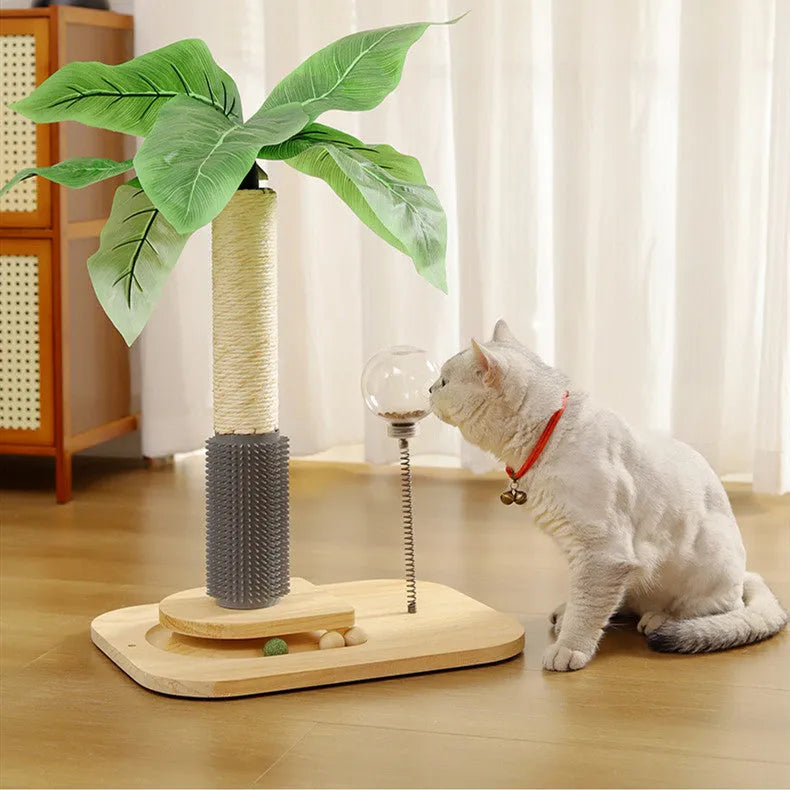 Canna coloured wooden vertical cat scratching post with a simple design