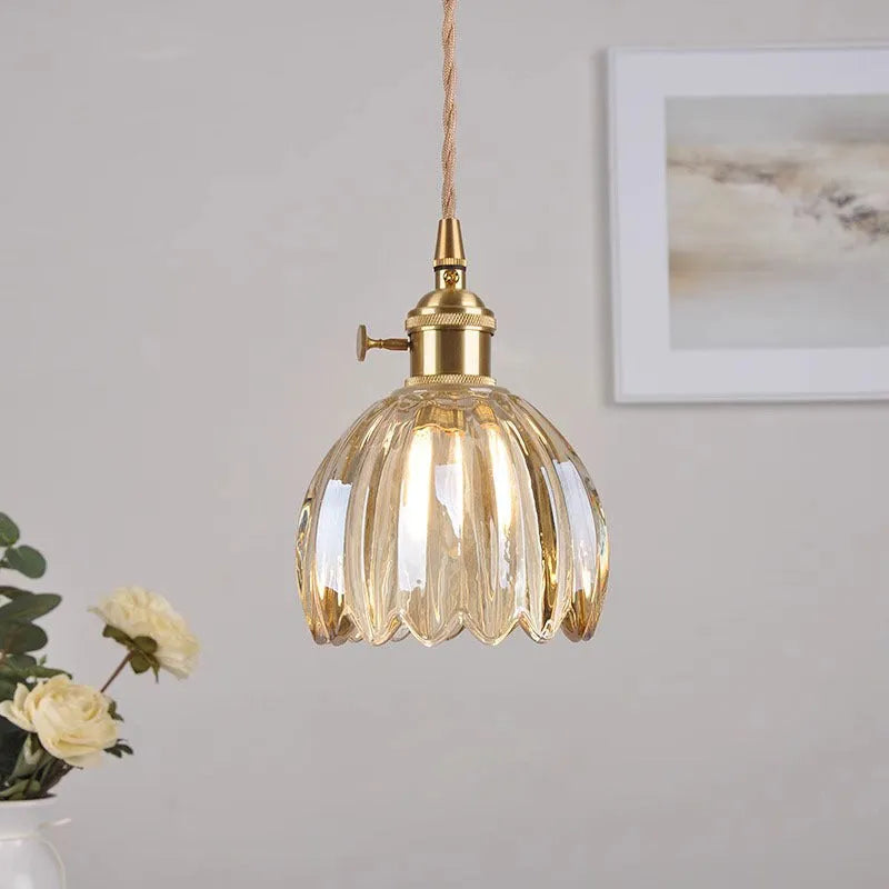 Vintage glass flower chandelier with Nordic design in amber, white, green, transparent or smoky grey colours