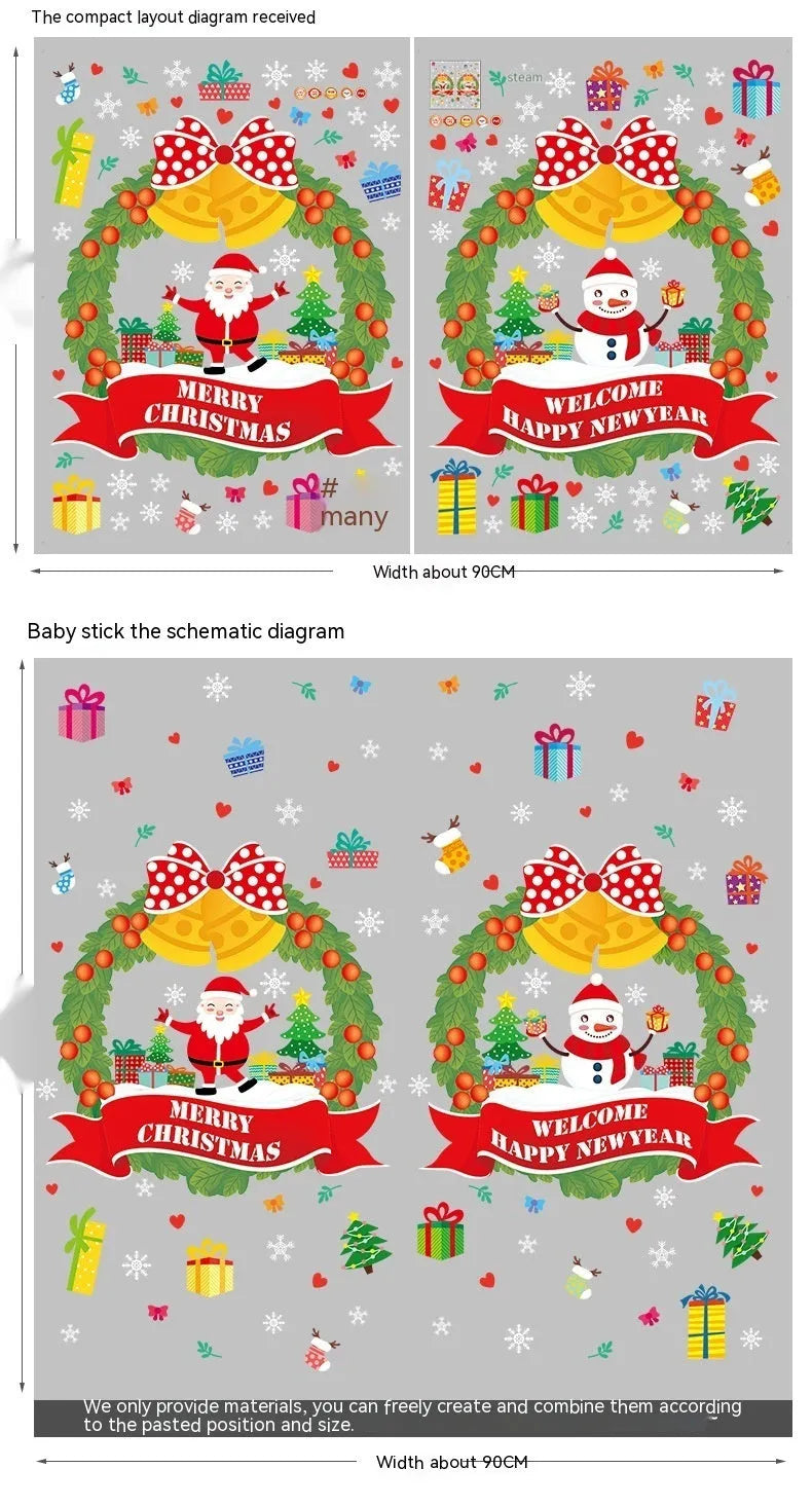 Large colourful cartoon pattern non-adhesive electrostatic window sticker on glass