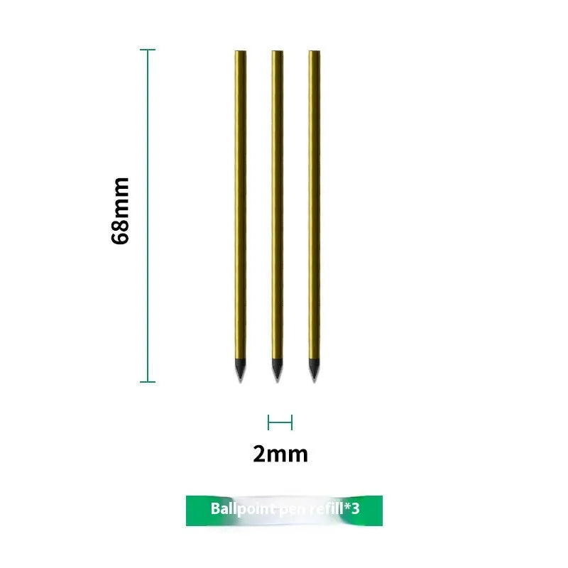 Loose leaf spiral notebook refill pack with paper core, pen refills, and metal pen cores.