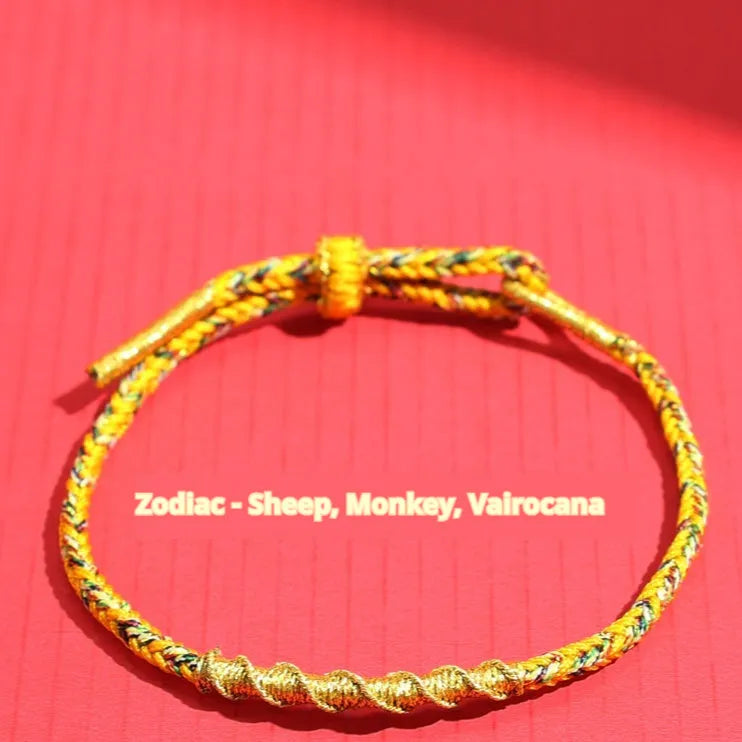 Hand-woven eight-strand colourful guard strap with flexible wire showing zodiac colour options