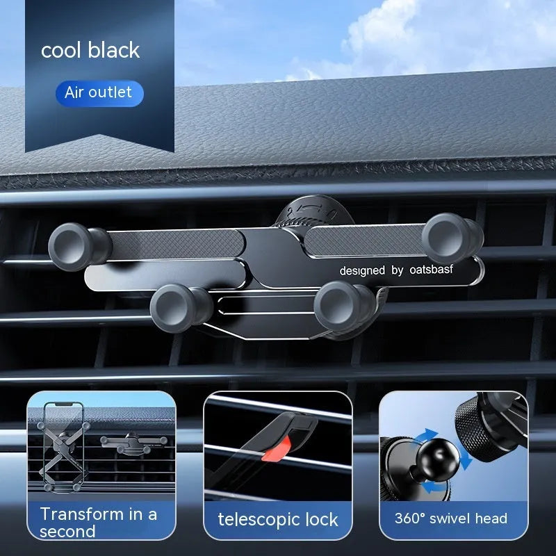 Invisible alloy car mobile phone holder for air vent mounting with snap-on installation