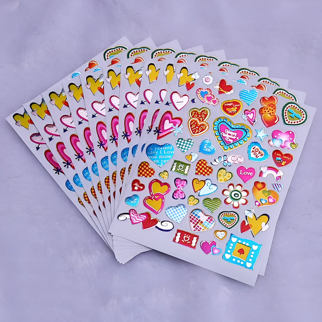 Heart reward stickers with gilding waterproof laser finish 100 pieces cartoon heart design