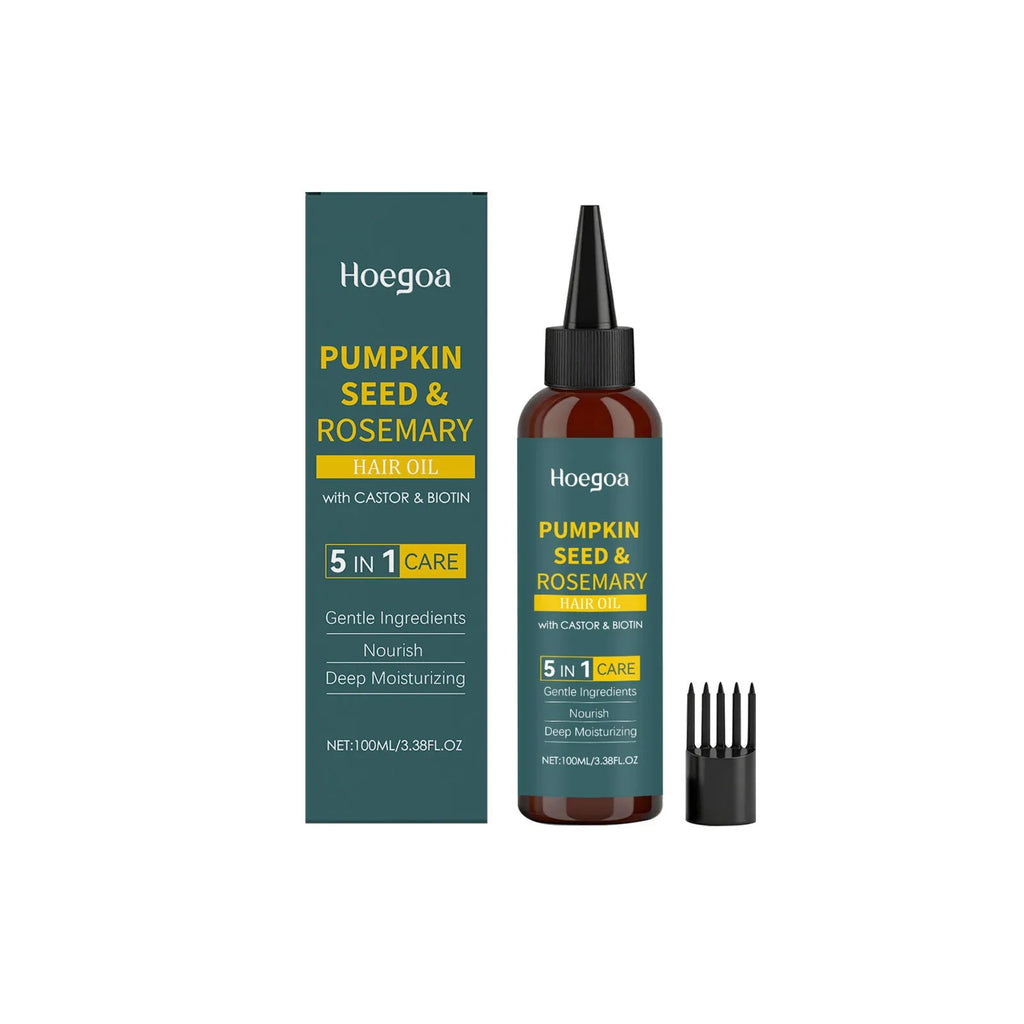 Rosemary essential oil 100ml bottle with pointed applicator and detangling comb for hair care treatment