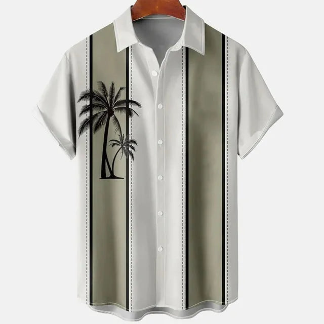 Men's slim fit short sleeve shirt with detailed 3D floral pattern digital printing