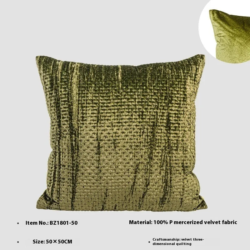 Antique style quilted velvet cushions in square and waist sizes with feather velvet cores