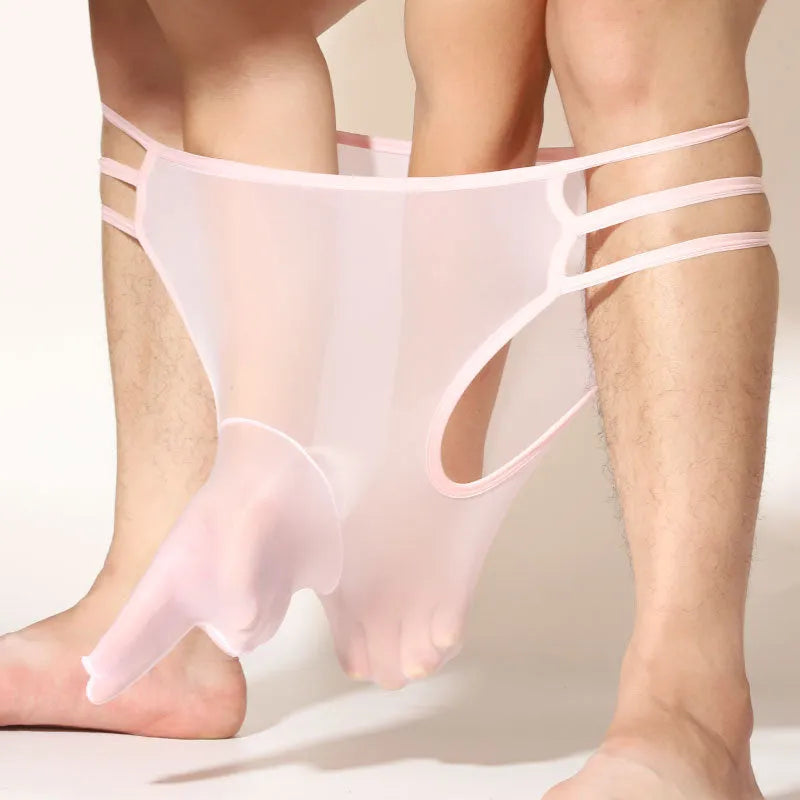 Men's transparent nylon shorts with an elephant nose design in a solid colour on a mid waist free size fit