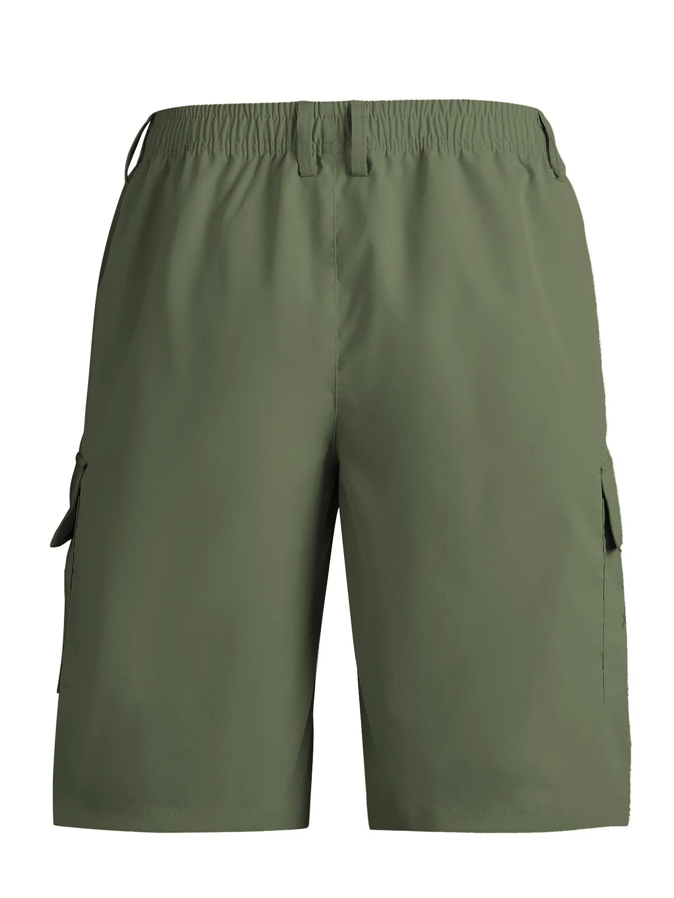 Loose straight-leg casual shorts in blue, American sport style, made from polyester fabric.