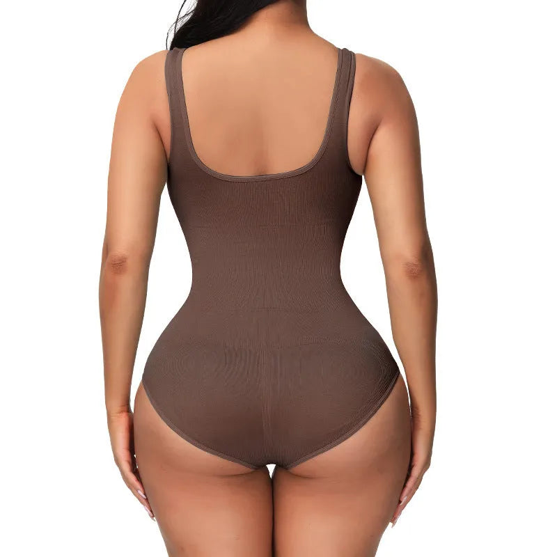Seamless nylon corset bodysuit for waist support and body sculpting in five colour options