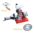 Sharpedge manual gear grinding machine for alloy circular saw blades on workshop bench