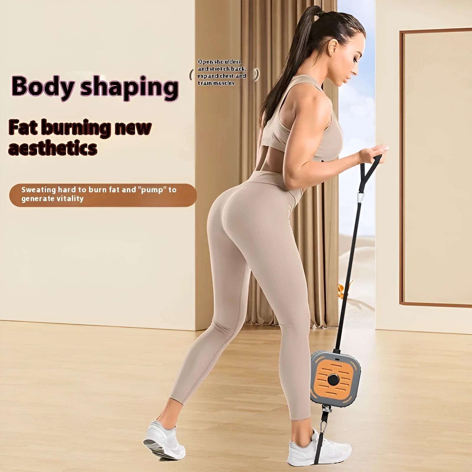 Adjustable power pump chest expander in vibrant orange or navy blue for home strength training
