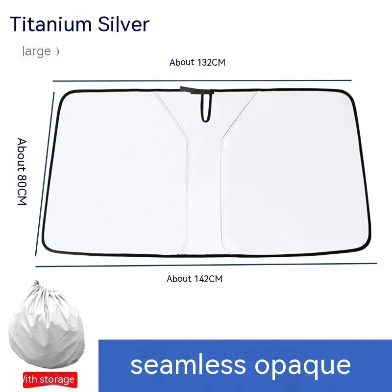 Car double ring front shield sun shade with titanium silver NC fabric for heat insulation