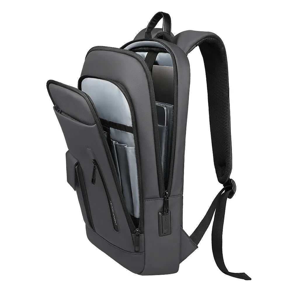 Lightweight Oxford cloth men's backpack in solid colour with sewing line detail