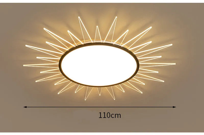 Circular aluminium LED ceiling lamp with remote control dimming in modern design