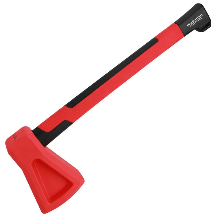 Red plastic fitness axe muscle trainer for strength and coordination workouts